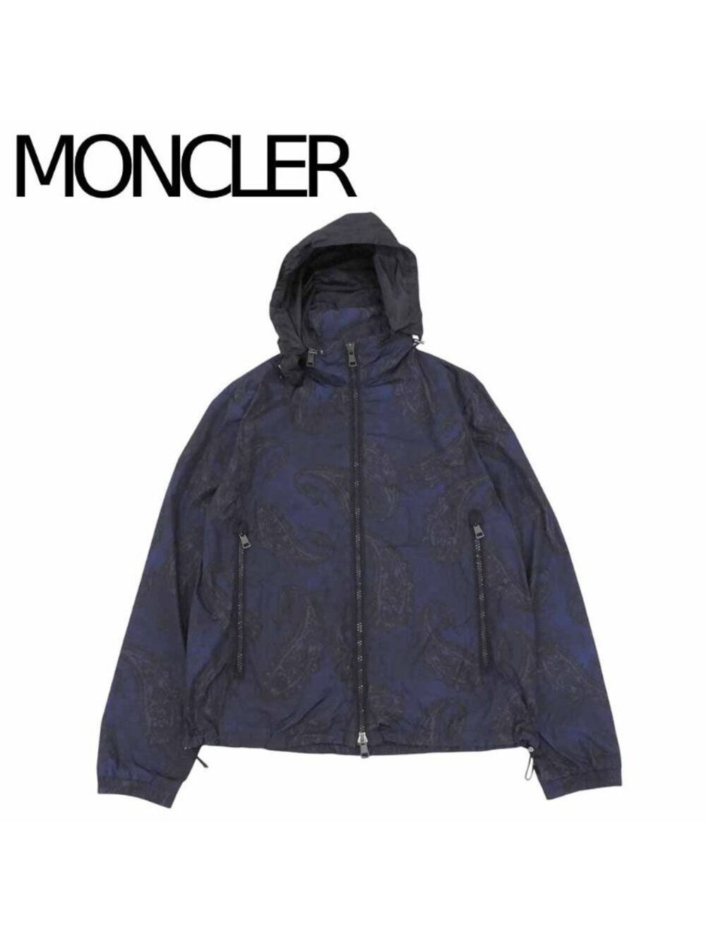 Moncler Capbreton Giubbotto Logo Paisley Printed Zip Hoodie Navy Garment 5